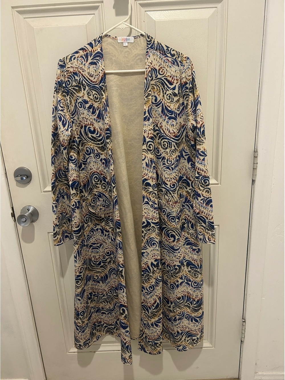 LuLaRoe Long Patterned Cardigan Size L